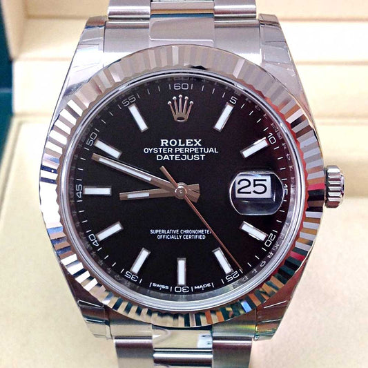 Rolex Datejust 41 Replica – Acciaio Inox Quadrante Nero Lunetta Zigrinata