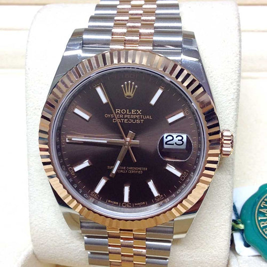 Rolex Datejust 41 – Quadrante Chocolate – Everose & Acciaio – Jubilee – Replica