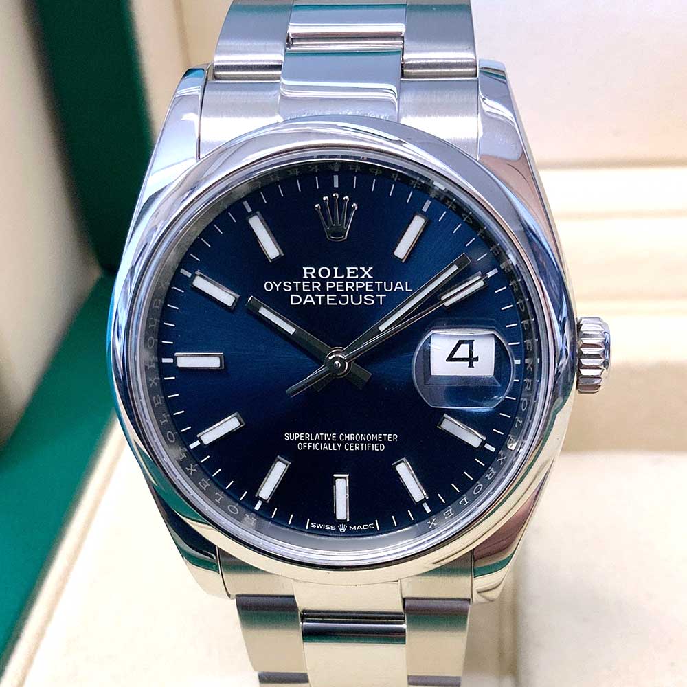 Rolex Datejust 36 Replica – Quadrante Blu, Lunetta Liscia, Oyster