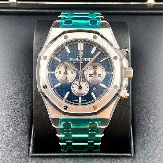 Audemars Piguet Royal Oak Chronograph – Quadrante Blu – Cinturino Verde – Replica