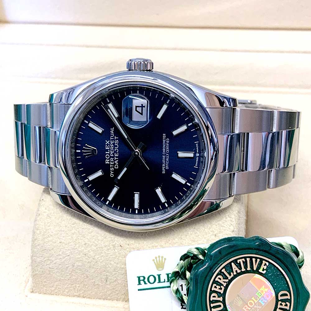 Rolex Datejust 36 Replica – Quadrante Blu, Lunetta Liscia, Oyster
