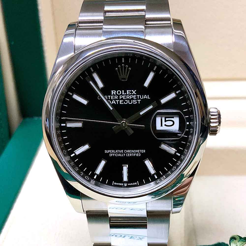 Rolex Datejust 36 Replica – Quadrante Nero, Lunetta Liscia, Oyster