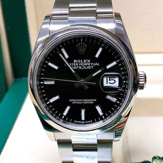 Rolex Datejust 36 Replica – Quadrante Nero, Lunetta Liscia, Oyster