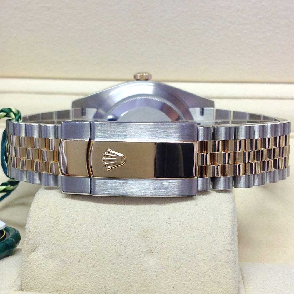 Rolex Datejust 41 Replica – Quadrante Nero con Diamanti, Lunetta Zigrinata, Jubilee Bicolore