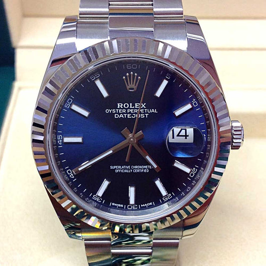 Rolex Datejust 41 Replica – Acciaio Inox Quadrante Blu Lunetta Zigrinata