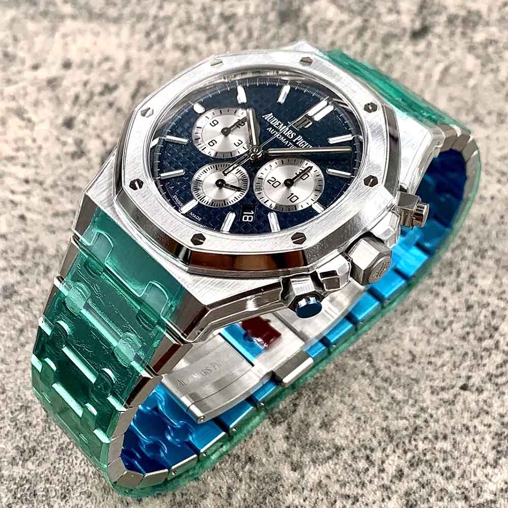 Audemars Piguet Royal Oak Chronograph – Quadrante Blu – Cinturino Verde – Replica