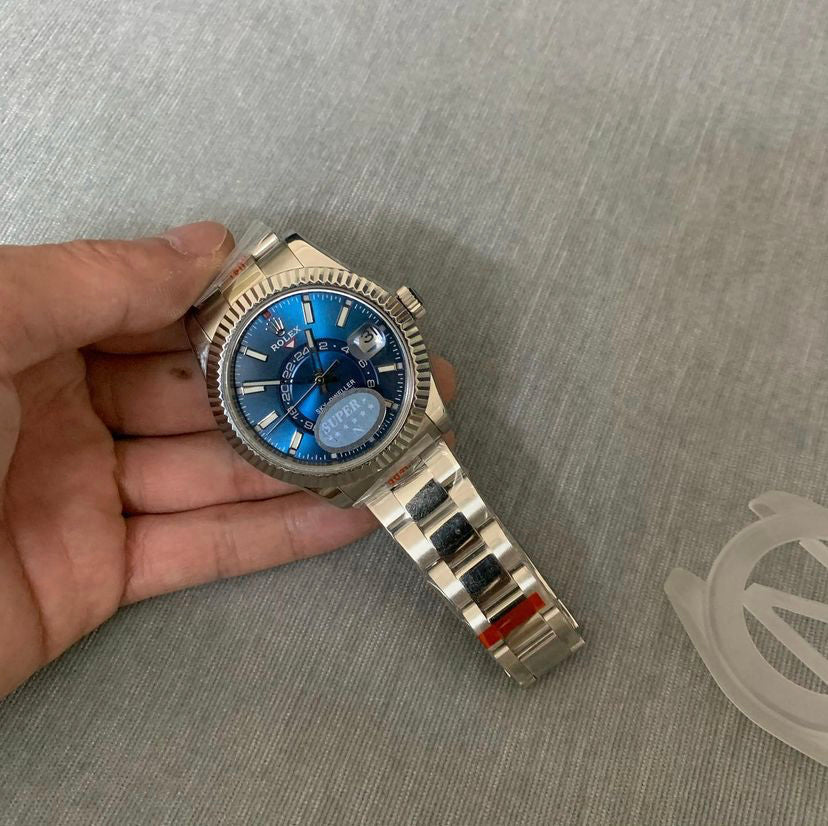 Sky-Dweller Automatico Acciaio Quadrante Blu GMT Calendario – Rolex