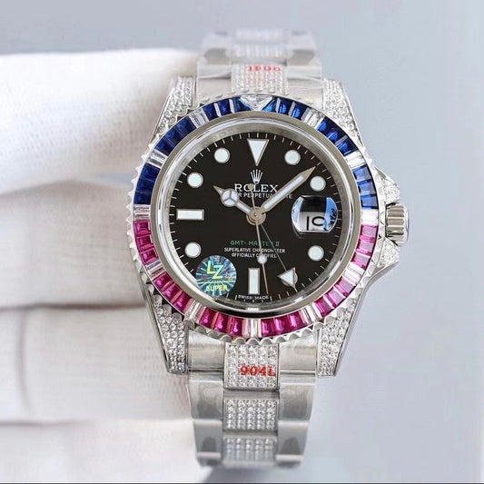Rolex GMT-Master II Rainbow Iced – Quadrante Nero | Replica
