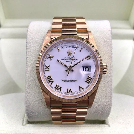 Rolex Day-Date Everose Oro Rosa Quadrante Bianco Numeri Romani | Replica