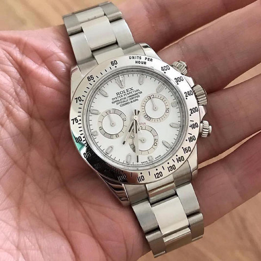 Rolex Daytona Acciaio Quadrante Bianco – Cosmograph Cronografo | Replica