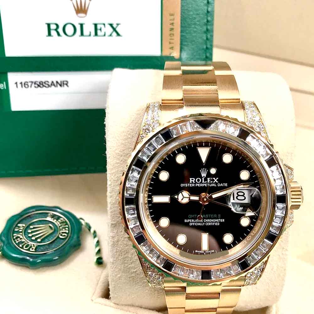 Rolex GMT-Master II Gold Diamond – Lunetta Baguette – Replica