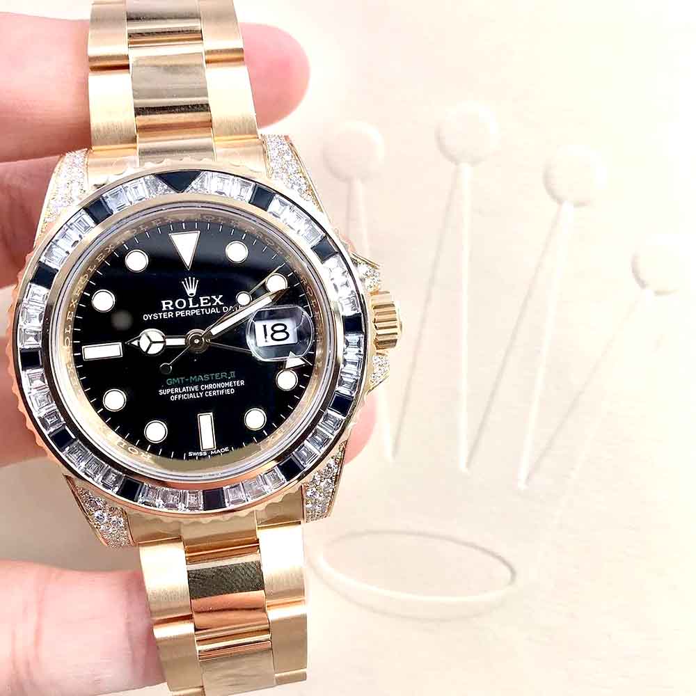 Rolex GMT-Master II Gold Diamond – Lunetta Baguette – Replica