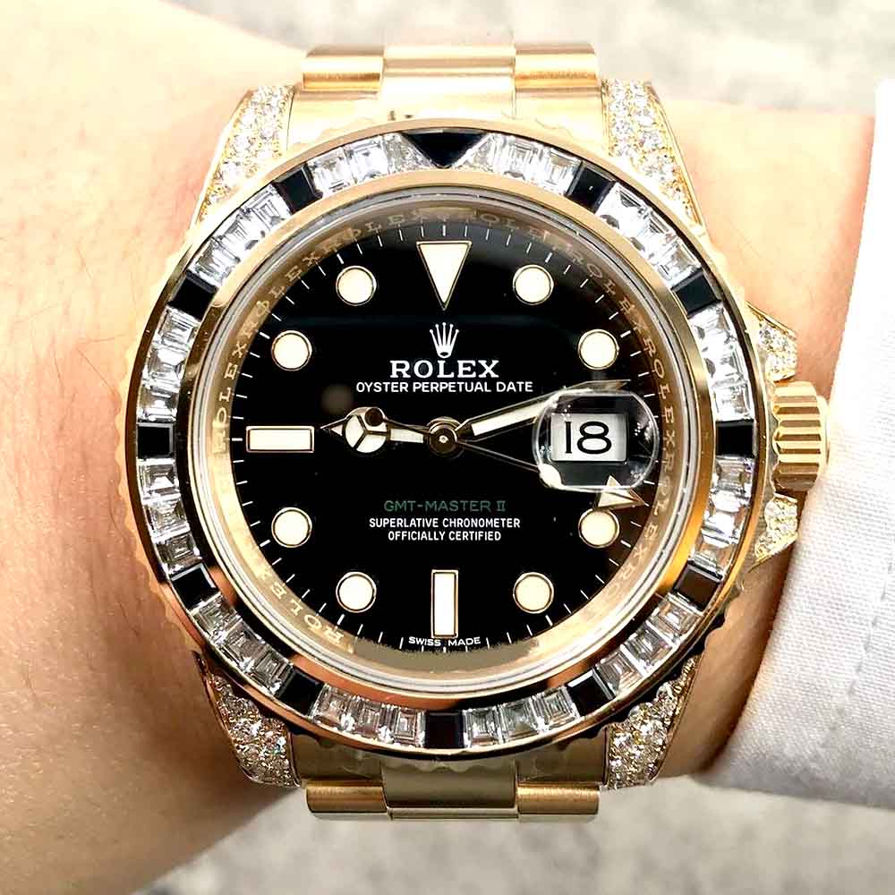 Rolex GMT-Master II Gold Diamond – Lunetta Baguette – Replica