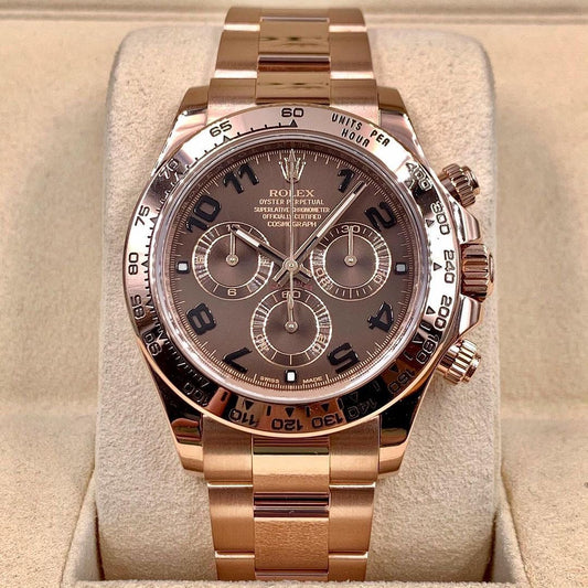 Rolex Daytona Everose Quadrante Chocolate Numeri Arabi – Cosmograph Cronografo | Replica
