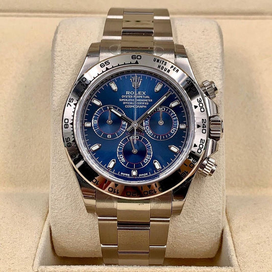 Rolex Daytona Acciaio Quadrante Blu – Cosmograph Cronografo | Replica