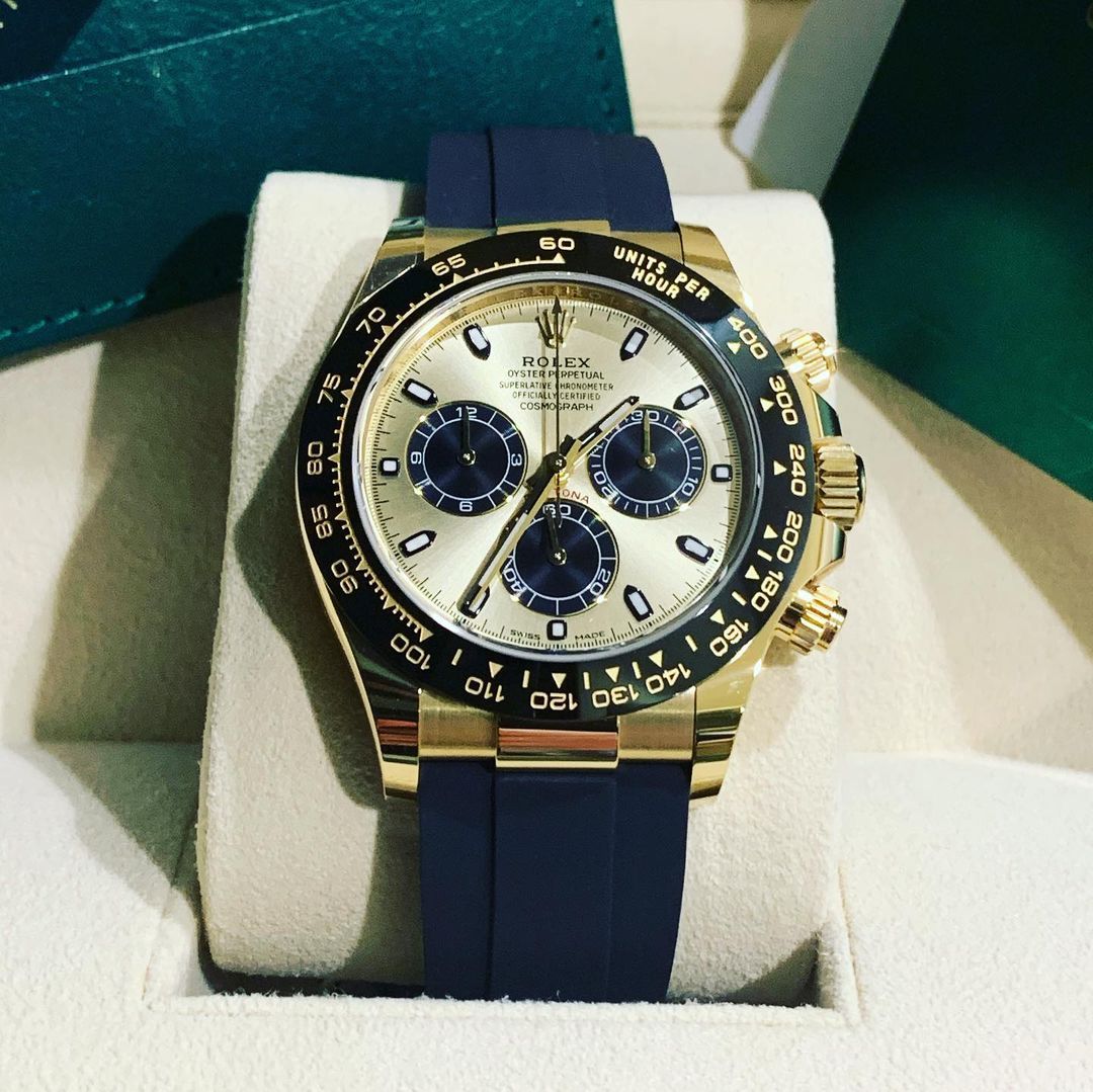 Rolex Daytona Oro Giallo Oysterflex – Quadrante Avorio & Blu | Replica