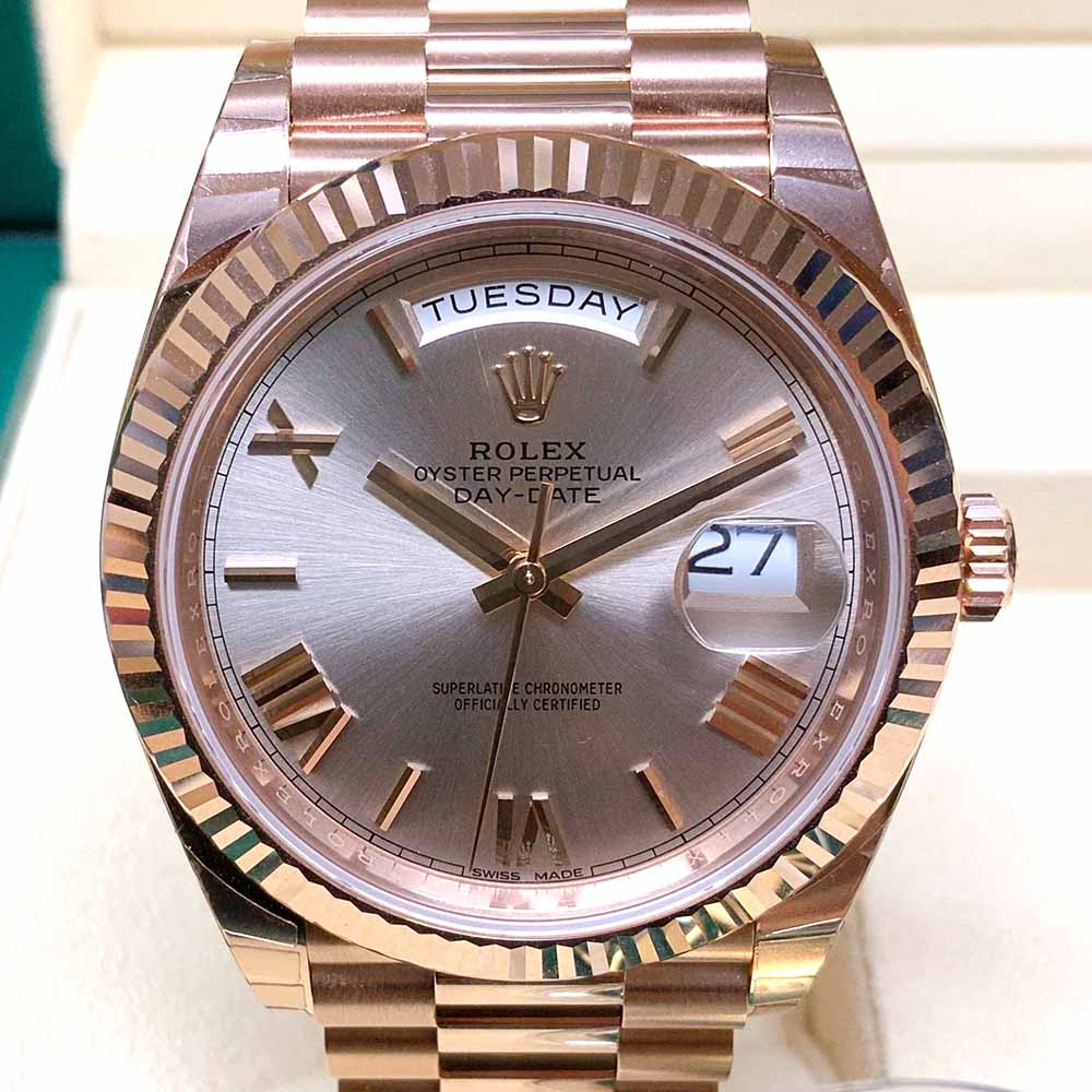 Rolex Day-Date 40 228235 Replica – Oro Rosa Quadrante Silver