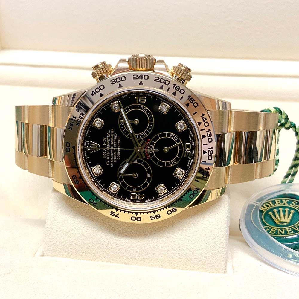 Rolex Daytona 116508 Replica – Oro Giallo Quadrante Nero Diamanti