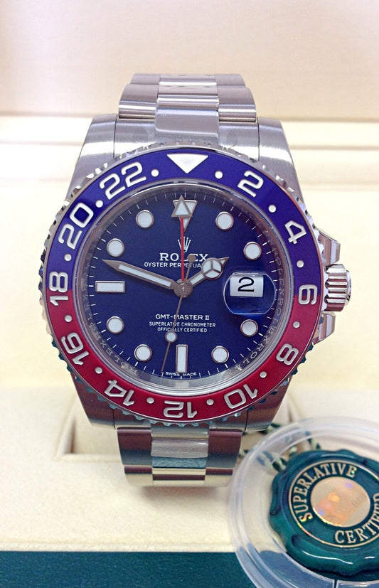 Rolex GMT-Master II Pepsi Oro Bianco Quadrante Blu – Oyster Automatico | Replica