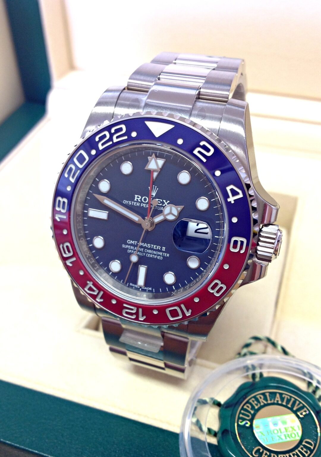 Rolex GMT-Master II Pepsi Oro Bianco Quadrante Blu – Oyster Automatico | Replica