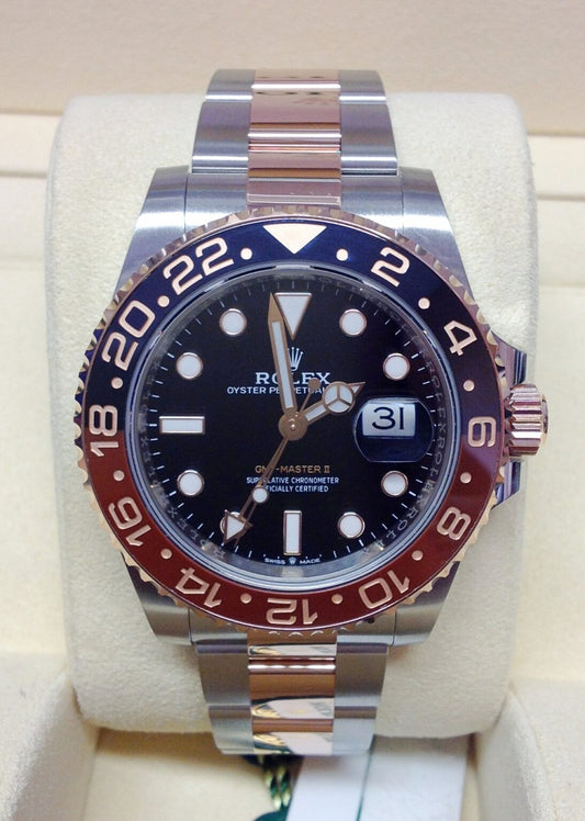 Rolex GMT-Master II Replica Bicolore Acciaio Oro Rosa – Lunetta Nero Marrone