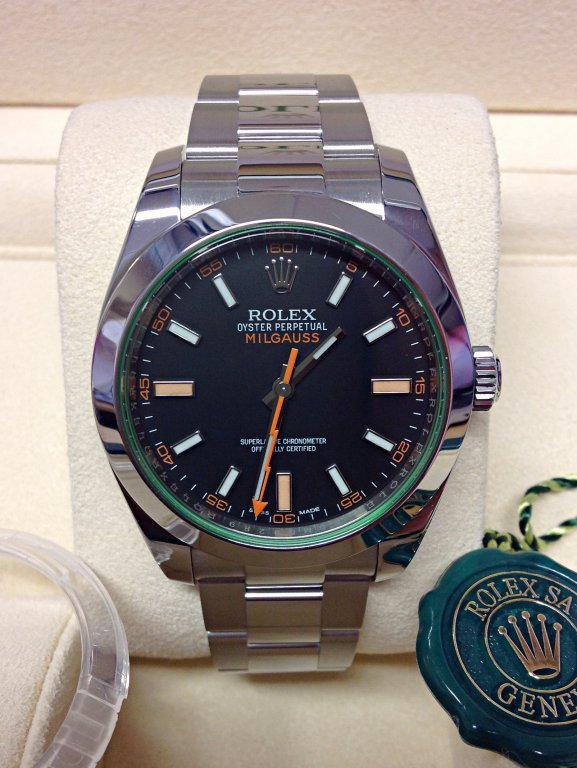 Rolex Milgauss Replica Quadrante Nero con Vetro Verde – Acciaio 40mm