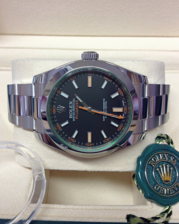 Rolex Milgauss Replica Quadrante Nero con Vetro Verde – Acciaio 40mm