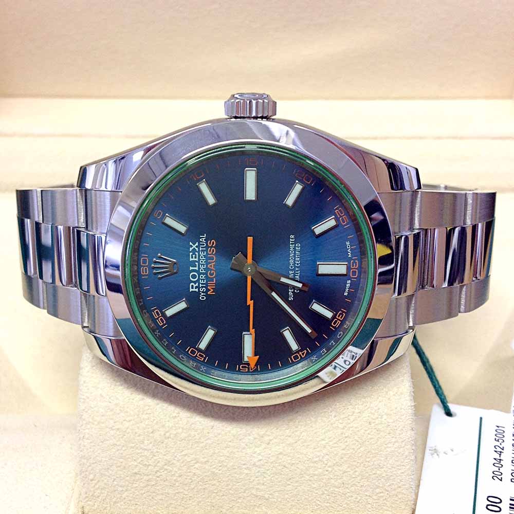 Rolex Milgauss Replica – Acciaio con Quadrante Blu e Vetro Verde