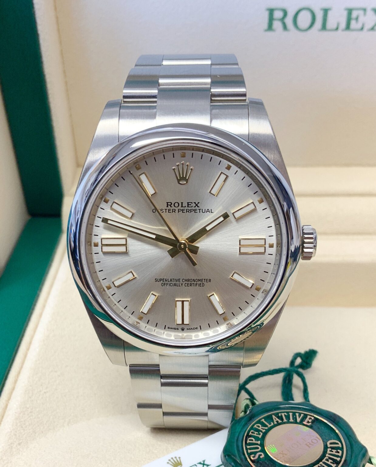 Rolex Oyster Perpetual Automatico Quadrante Argento