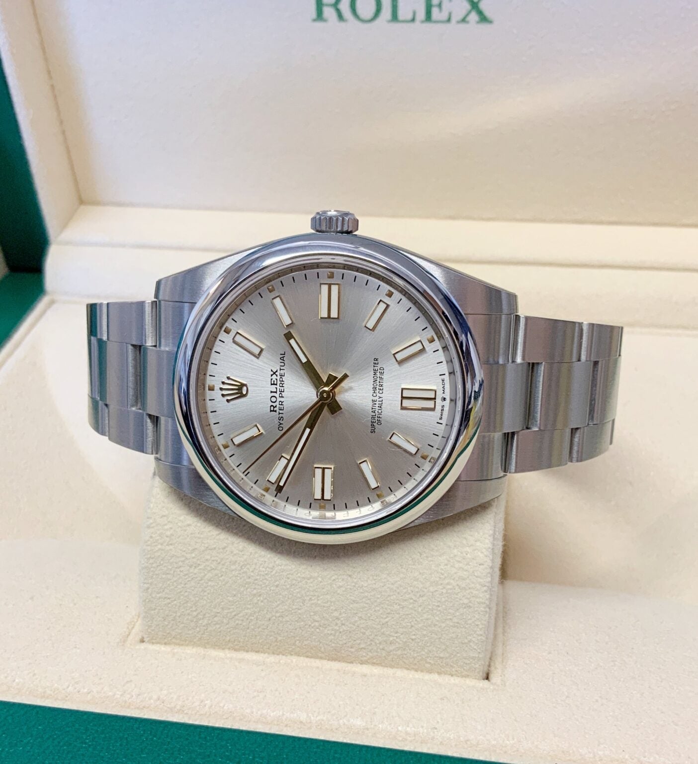 Rolex Oyster Perpetual Automatico Quadrante Argento