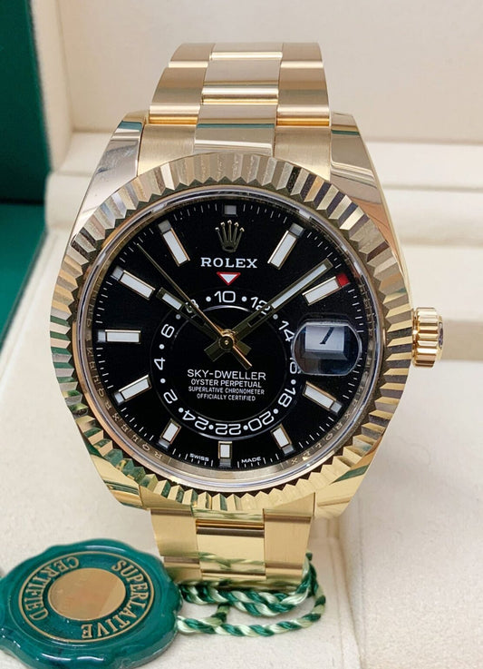Rolex Sky-Dweller Replica Oro Giallo Quadrante Nero – Automatico 42 mm