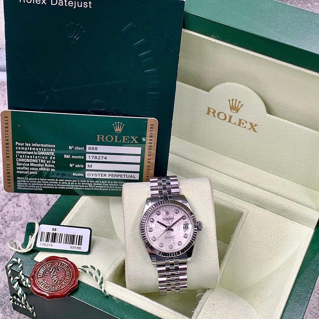 Rolex Datejust Argento con Diamanti e Bracciale Jubilee | Replica