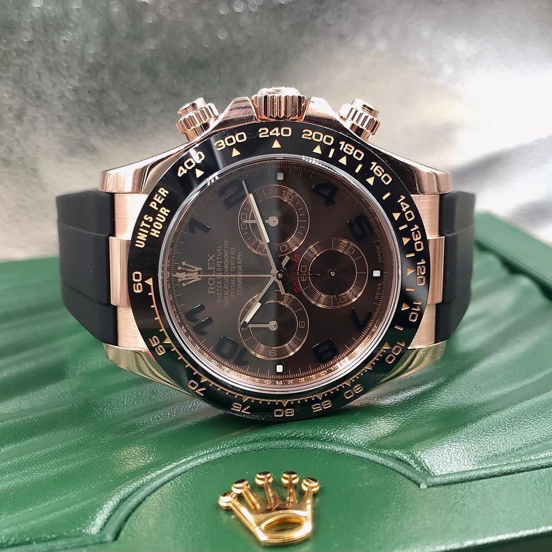 Rolex Daytona Everose Oysterflex Quadrante Chocolate Numeri Arabi – Cosmograph Cronografo | Replica